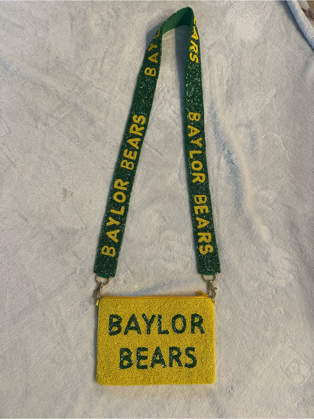 Baylor Bears Yellow & Green Beaded Crossbody Bag